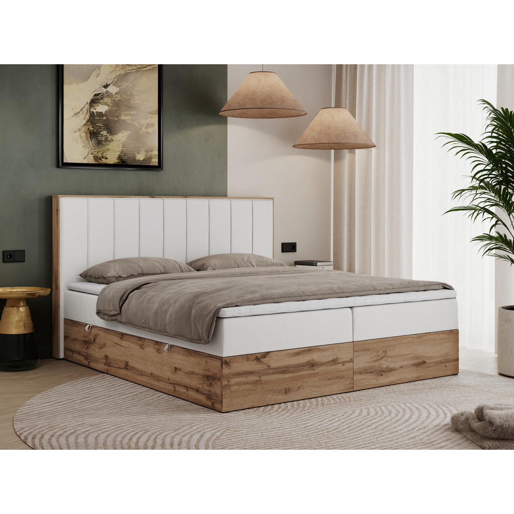 Thumbnail - MKS Boxbett, Weiß, Textil, 2-Sitzer, H3, Rechteckig, 180x200 cm, Schlafzimmer, Betten, Boxspringbetten