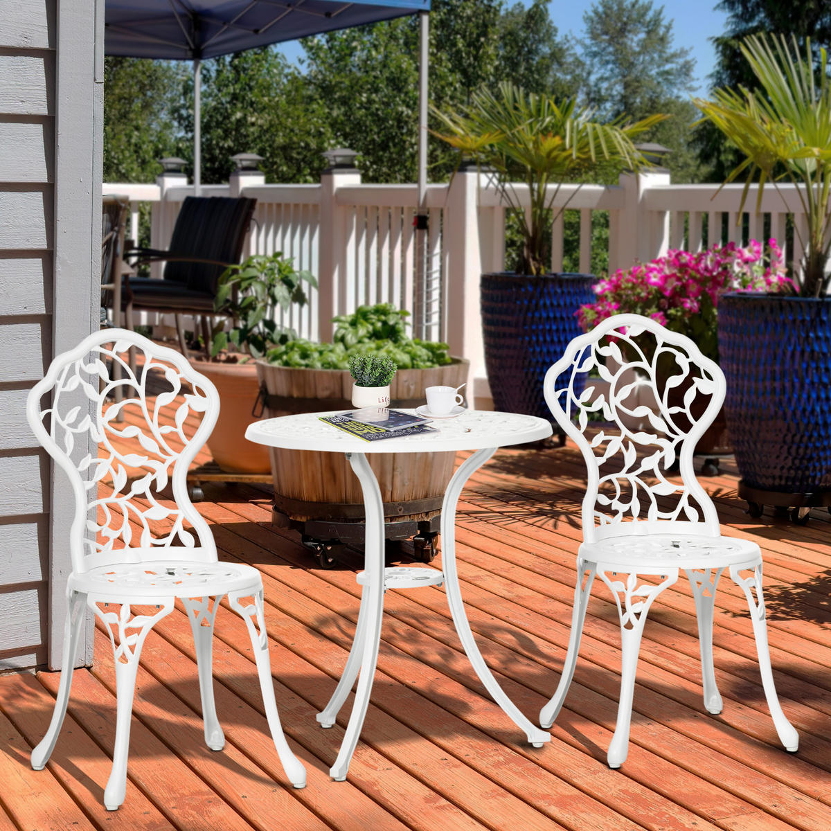 GARTEN-BEISTELLTISCHSET Weiß 3 Stück - Weiß, Naturmaterialien (61/61/66.5cm) - GiPP