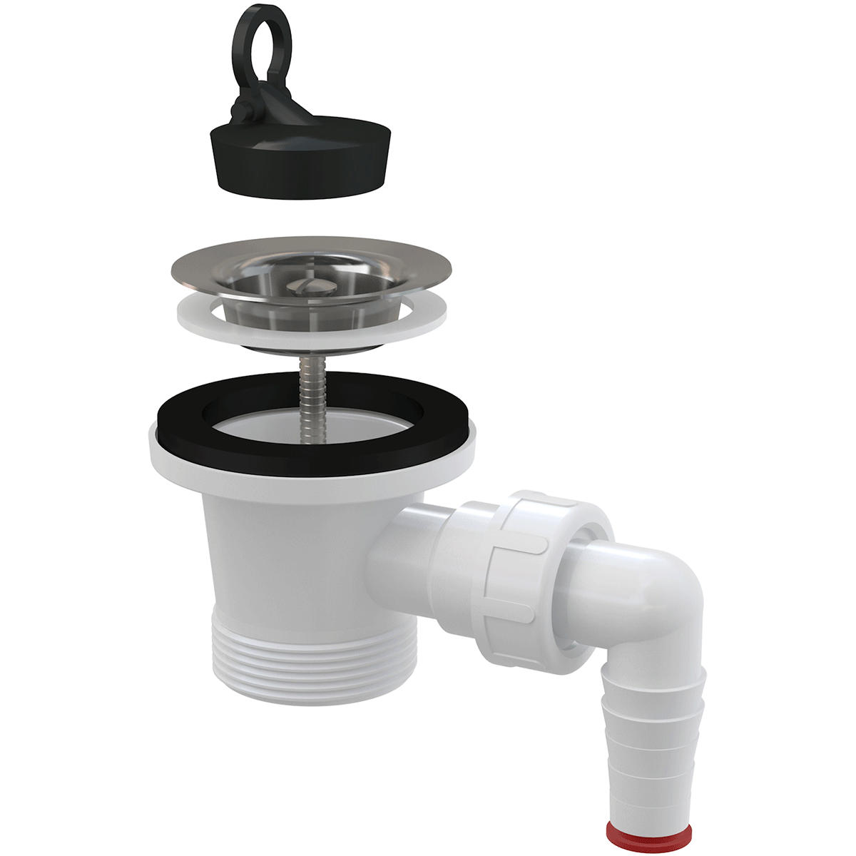 ABLAUFVENTIL für Waschbecken 6/4" mit Edelstahlgitter DN63 und Geräteanschluss - Chromfarben, Kunststoff (9/8/13.5cm) - Alcadrain