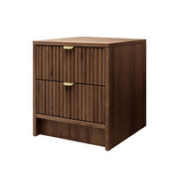 NACHTTISCH Tireno - Goldfarben/Nussbaumfarben, Holzwerkstoff/Metall (40/40/35cm) - MIRJAN24