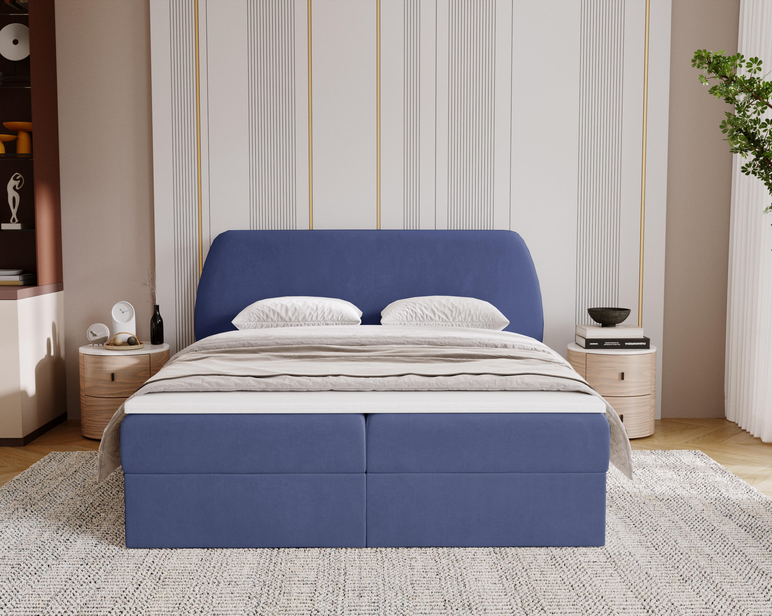 Thumbnail - Kaiser Möbel Boxbett, Dunkelblau, Holz, 120x200 cm, Schlafzimmer, Betten, Boxspringbetten