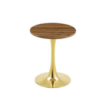 BEISTELLTISCH 60/60/72 cm mit runder MDF-Tischplatte und Metallfuß in Mid-Century-Optik, Gold/Walnuss - Goldfarben, Holzwerkstoff (60/60/72cm) - Redom