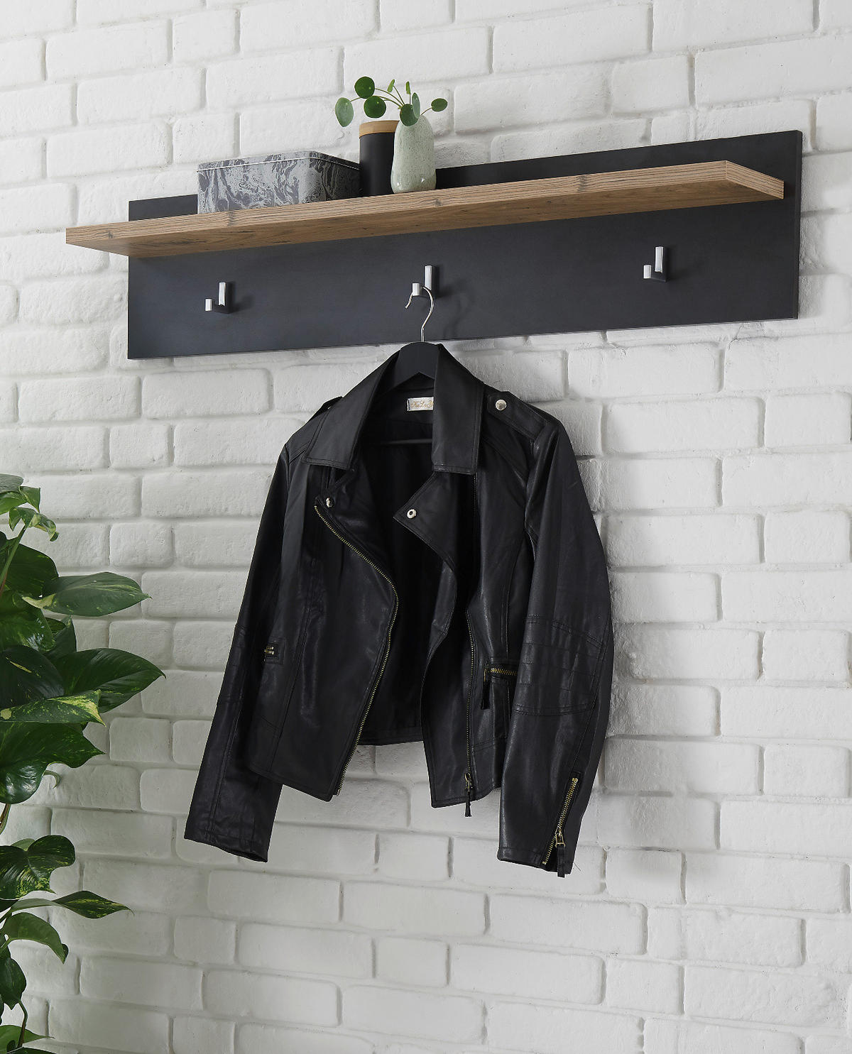 GARDEROBENPANEEL Kastanie und grau Fresco, Flur Wandgarderobe, 107 x 23 cm - Kastanienfarben/Grau, Holzwerkstoff (107/23/18cm) - Furn.Design