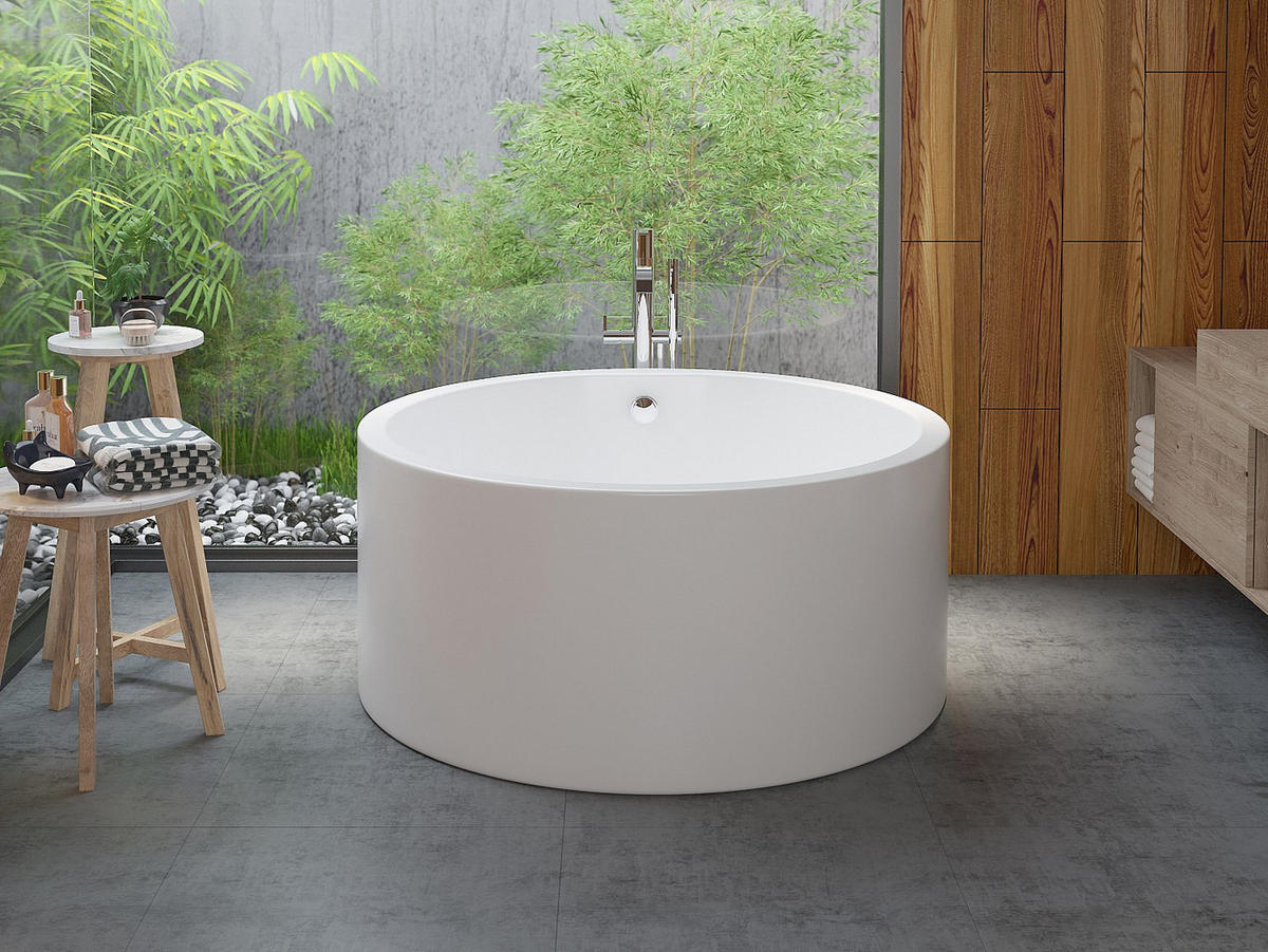 FREISTEHENDE Badewanne - 1 Person - acryl - weiß Laguno - Weiß, Kunststoff (130/58/130cm) - Vente-Unique