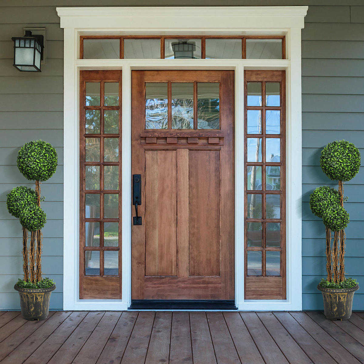 KUNSTBAUM mit Topf und 3 Kugeln Grün - Grün, Kunststoff (120cm) - COSTWAY