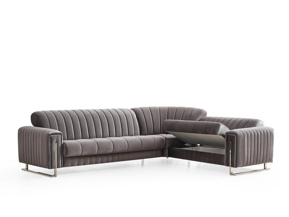 ECKSCHLAFSOFA Kochi Grau - Langer Schenkel Links - Grau, Holzwerkstoff/Kunststoff (315/245cm)
