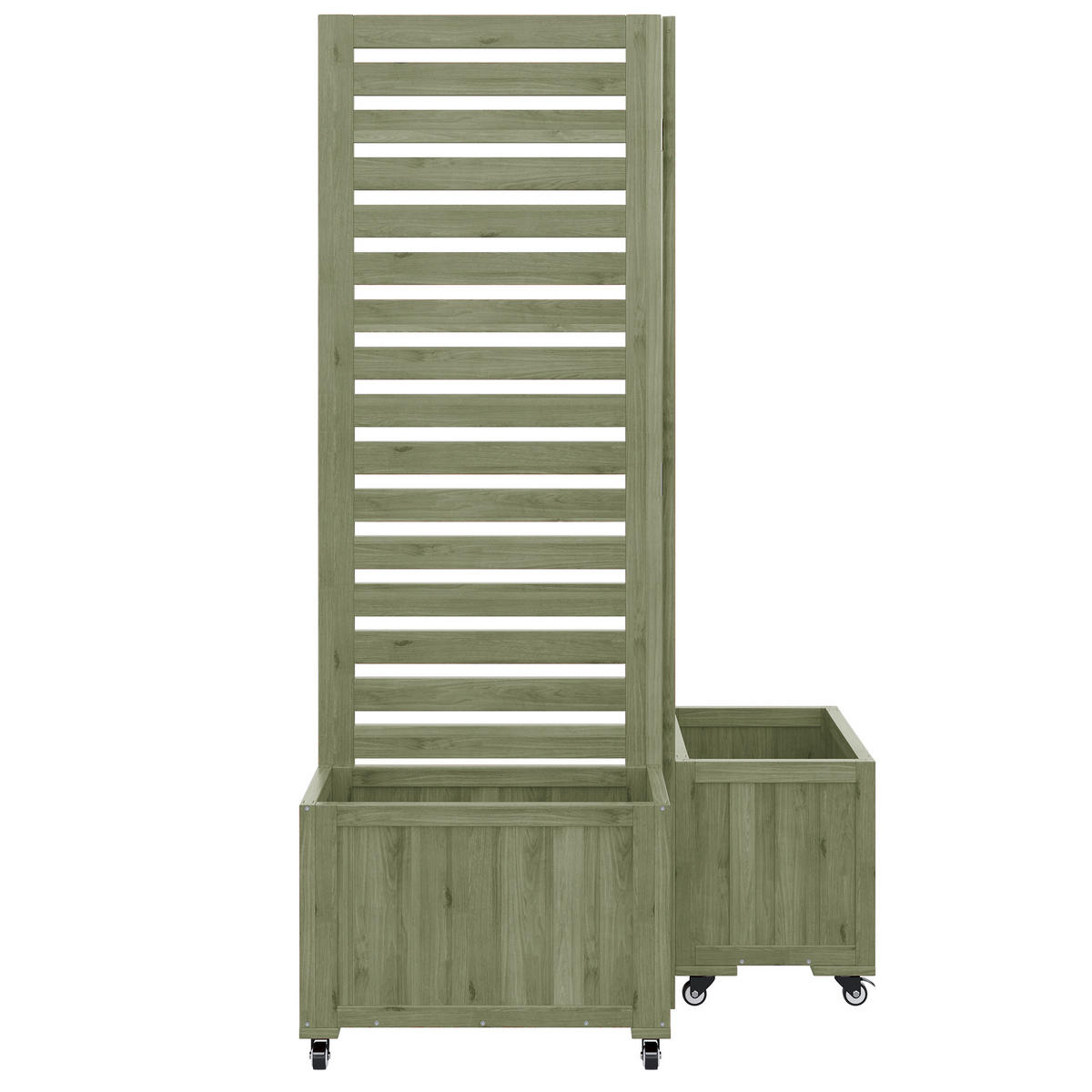 PFLANZKÜBEL Massives Tannenholz Grün mit Spalier - Grün, Holz (32/32/102.5cm) - ComfortXL