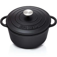 BRÄTER Gusseisen emailliert 4L - Feuertopf Topf Cocotte Gusstopf - Schwarz, Metall (26/14/26cm) - BBQ Nerd