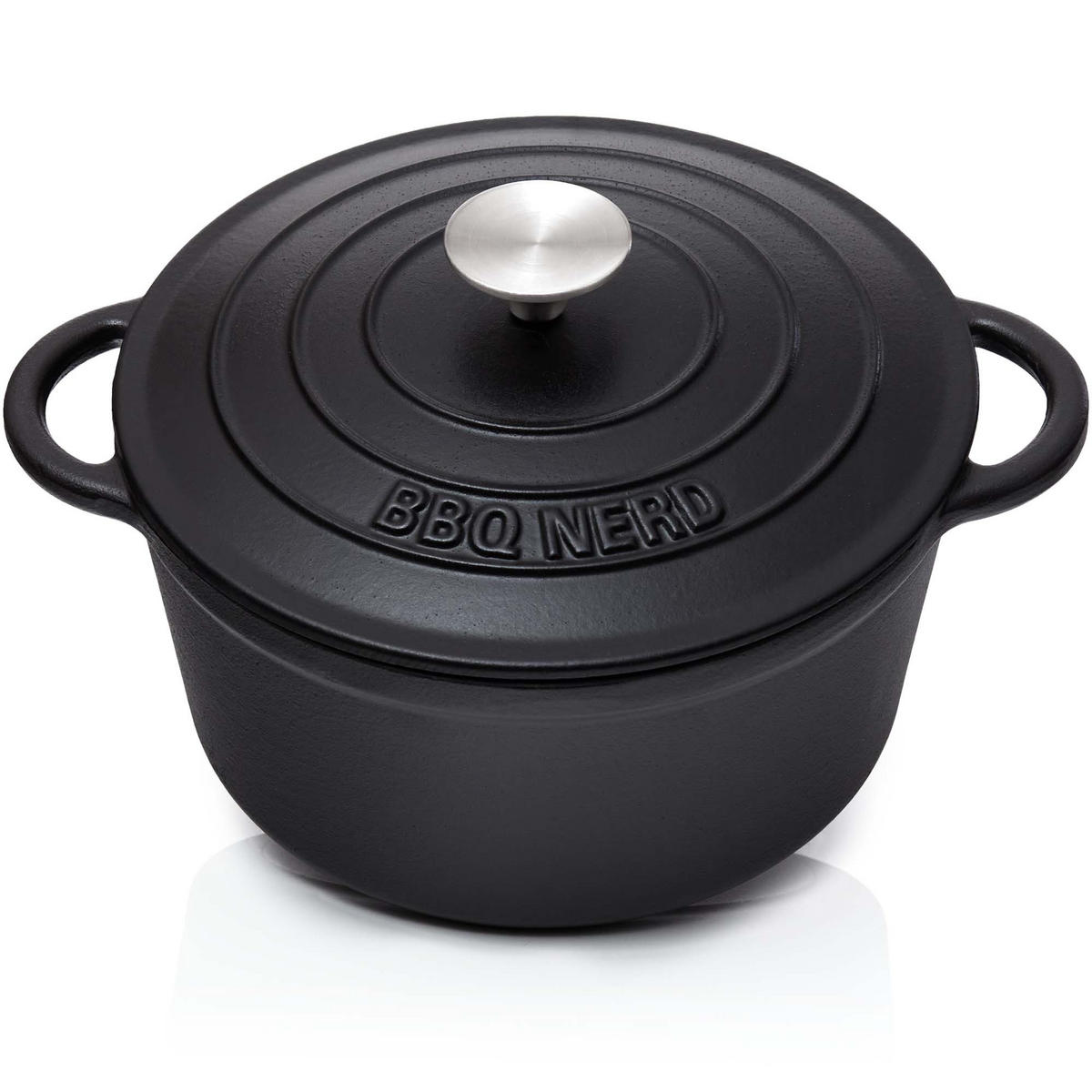 BRÄTER Gusseisen emailliert 4L - Feuertopf Topf Cocotte Gusstopf - Schwarz, Metall (26/14/26cm) - BBQ Nerd