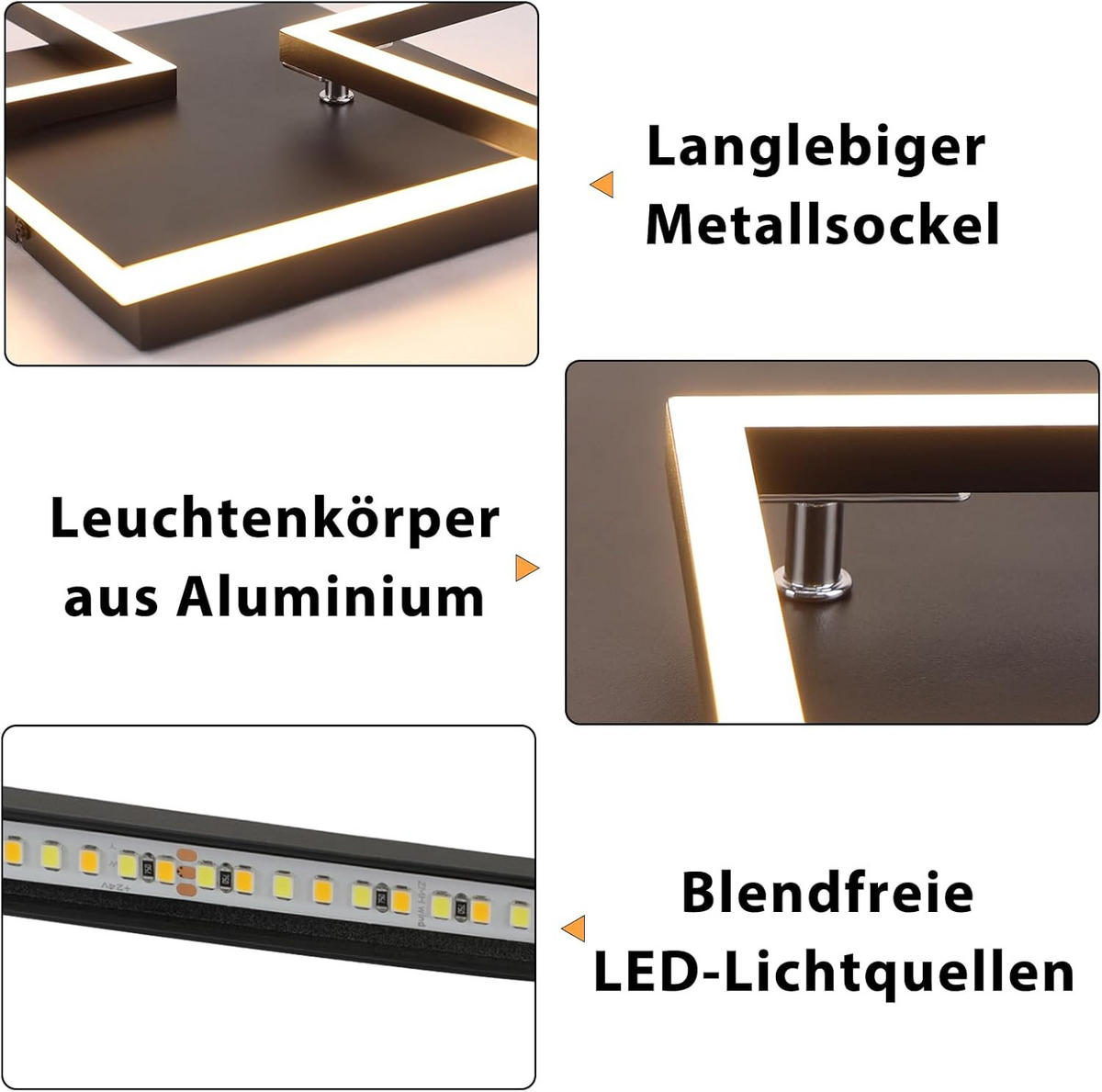LED-DECKENLEUCHTE Schwarzzahn 29.5/7.4/62.8 cm - Schwarz, Metall (62.8/29.5/7.4cm) - ZMH