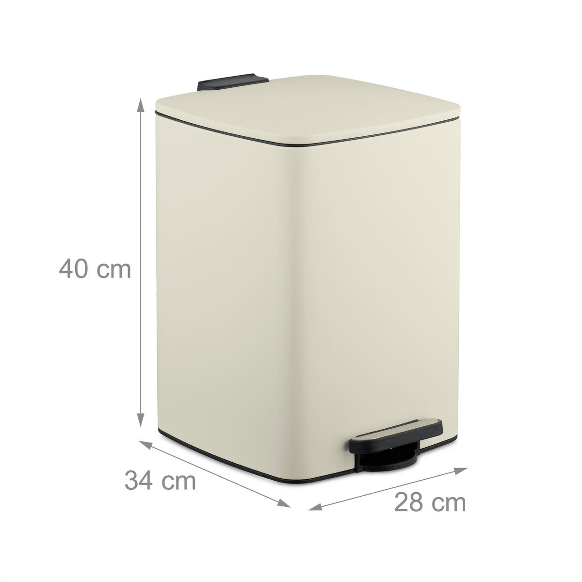 ODPADKOVÝ kôš 20 l - béžová, kov/plast (28/40/34cm) - Relaxdays