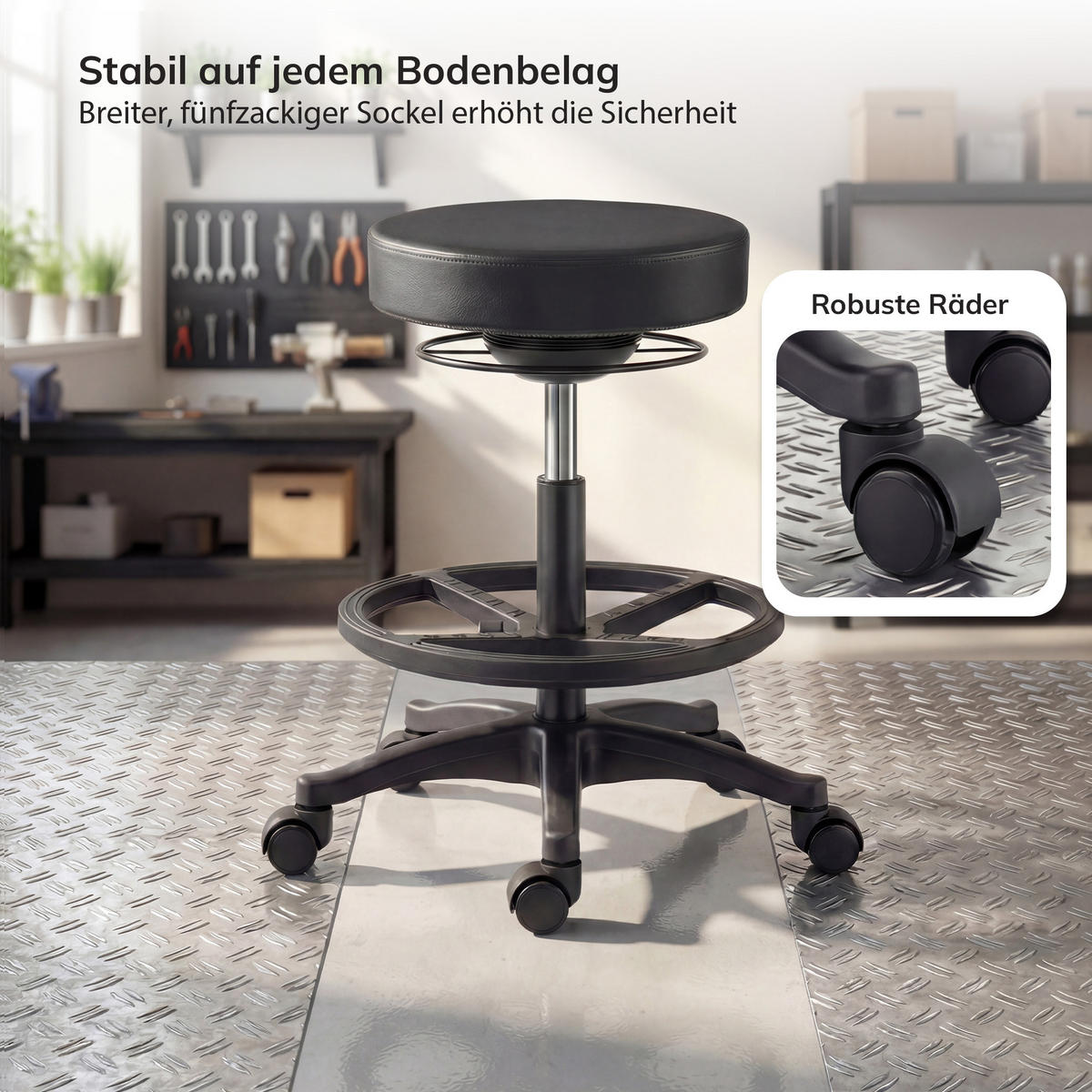 GARAGENHOCKER - Schwarz, Metall (68/58/68cm)