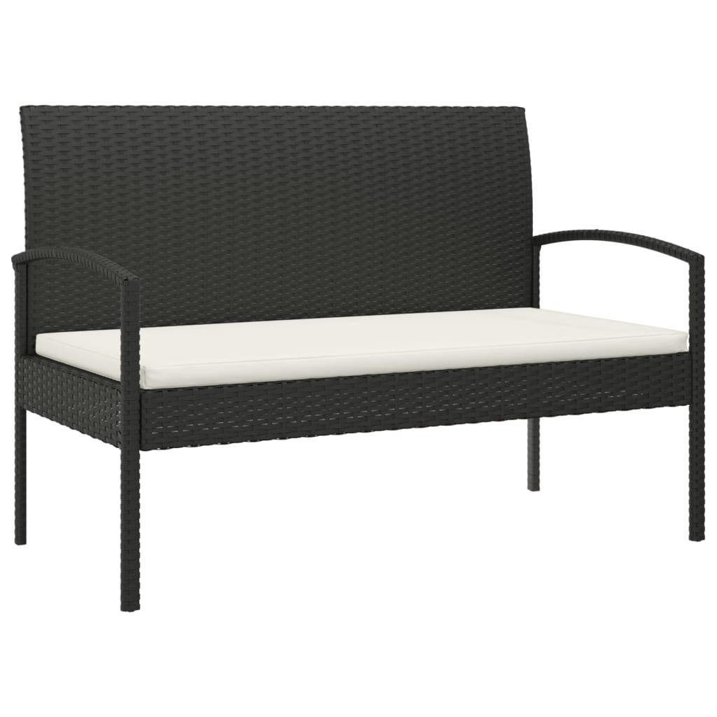 GARTENBANK mit Kissen Schwarz 105 cm Poly Rattan - Schwarz, Kunststoff (58/74/105cm) - furnicato