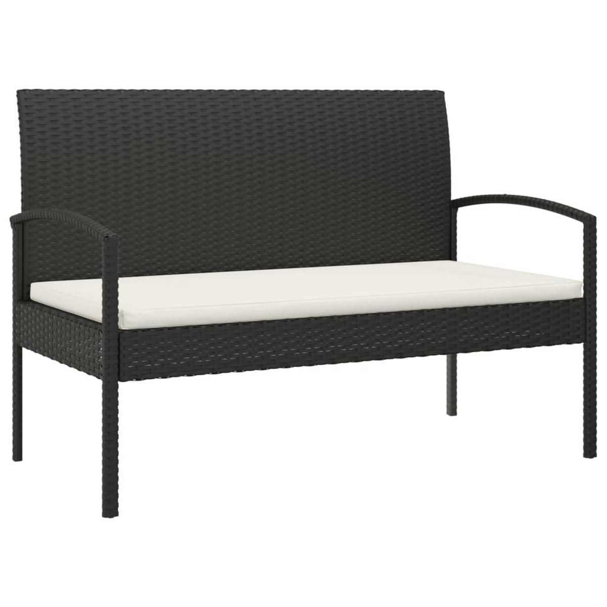 GARTENBANK mit Kissen Schwarz 105 cm Poly Rattan - Schwarz, Kunststoff (58/74/105cm) - furnicato