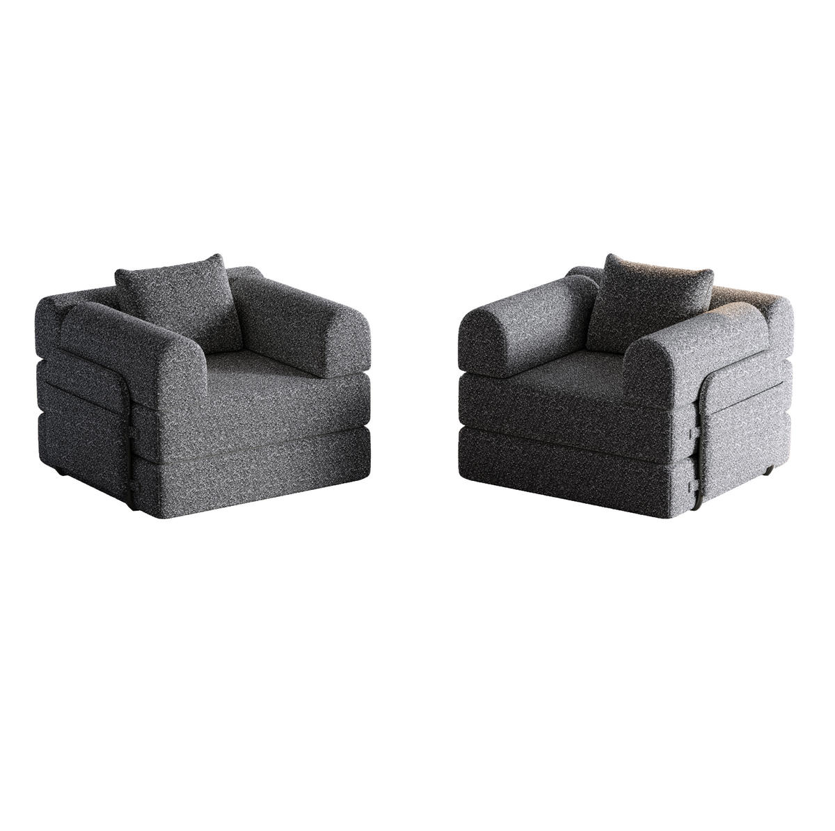 SCHLAFSOFA 2-in-1 mit Armlehnen-Ablagefach Chenille Grau 200/90/85 cm - Grau, Textil (181.6/49.5/94cm) - OKWISH
