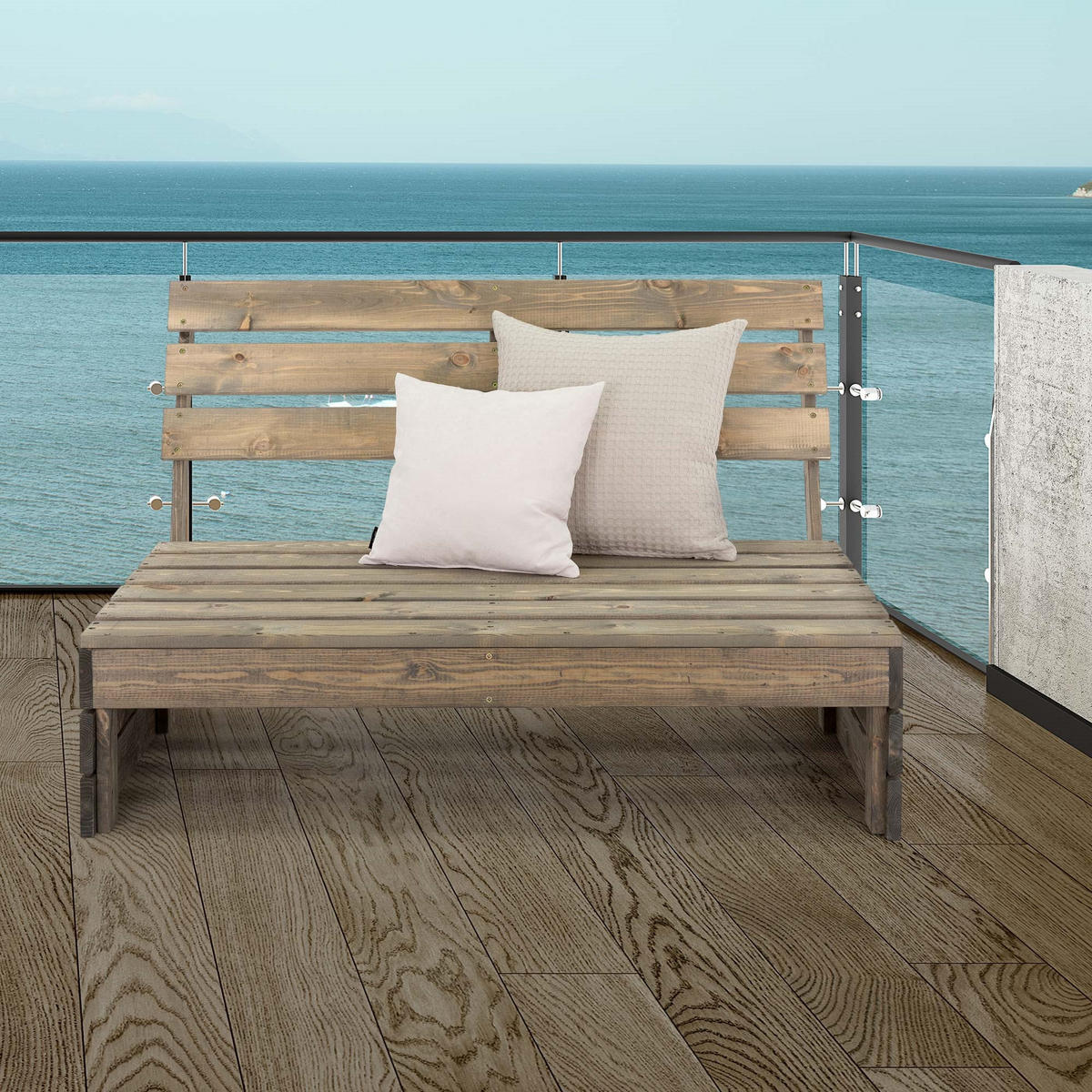 HOLZ BANK - Grau, Holz (80/76.5/120cm) - ECD-Germany