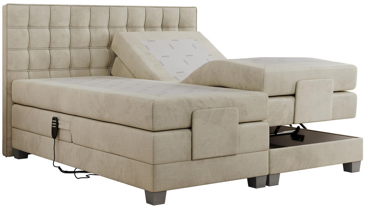 BOXBETT ELEKTRO 200/200 Beige Velvet - H3 - Beige, Holz/Textil (200/200cm) - MKS
