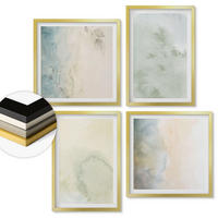 WANDBILDER 4er Set - 50x50 cm & 40x60 cm Goldrahmen - Pastellfarbene Aquarell-Leinwandtextur - Goldfarben, Kunststoff (50/50cm) - ArtPrintCave