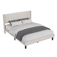 POLSTERBETT 140x200 cm Doppelbett mit Lattenrost, Leinenstoff Beige - Beige, Metall (140/200cm) - EuroLiving
