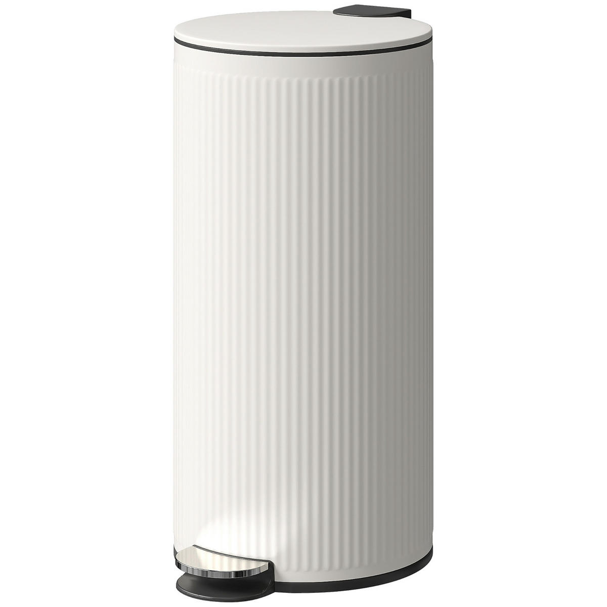 MÜLLEIMER KÜCHE 30L Treteimer mit Pedal, Softclose Deckel, Creme, 36/30/60,5 cm - Creme, Metall (30/60.5/36cm) - Rolipo