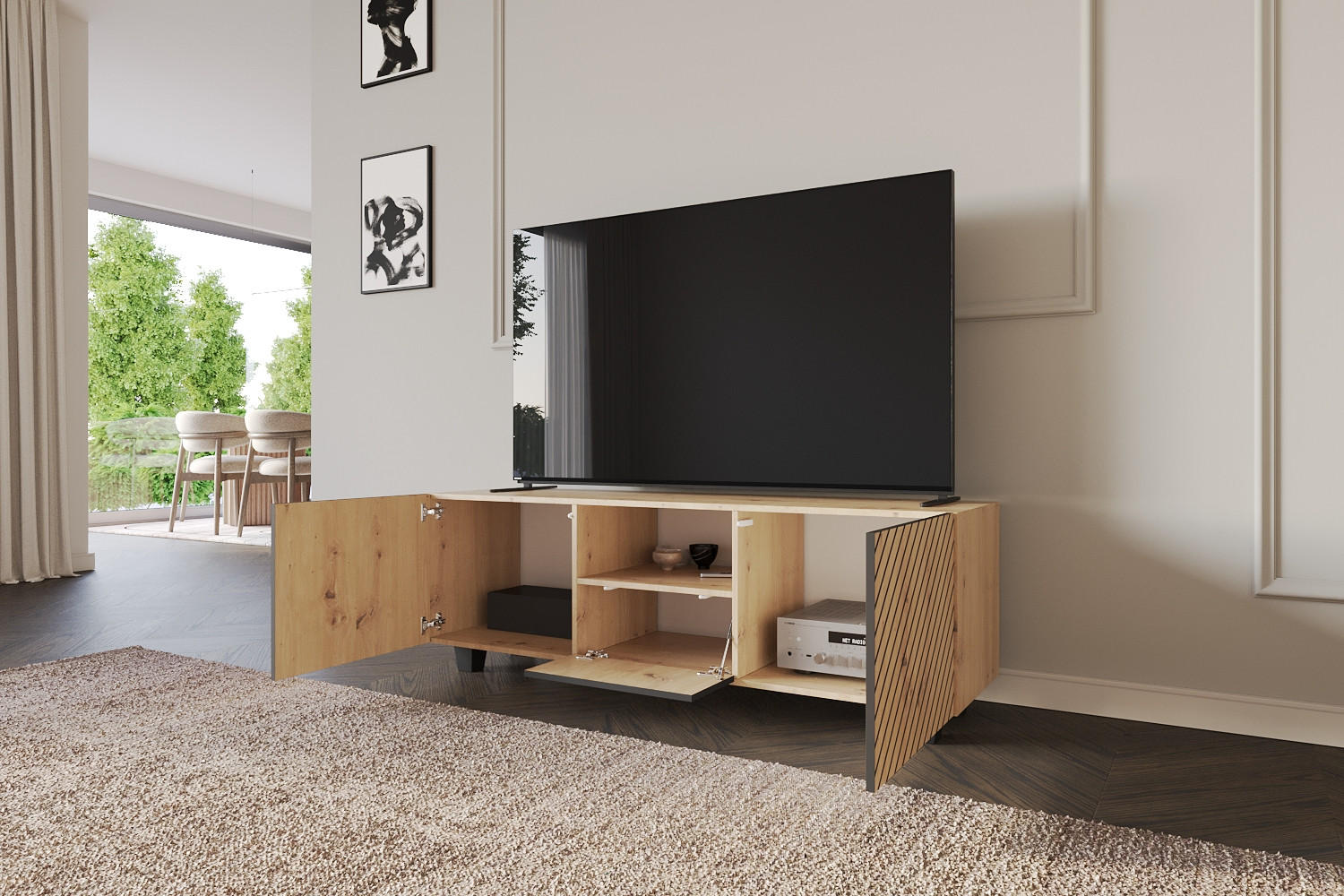 LOWBOARD SENI-S 140x50x41 cm - Artisan - Schwarz/Eiche Artisan, Holzwerkstoff (140/50/41cm) - ALTDECOR