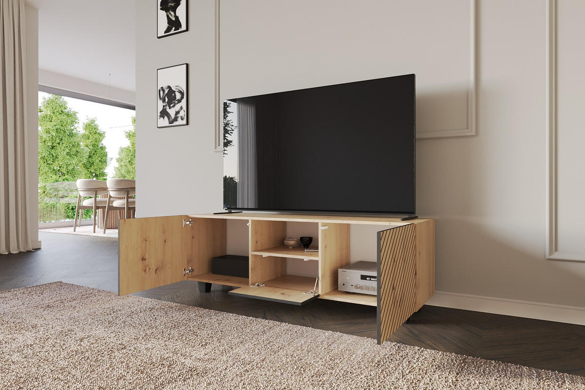 LOWBOARD SENI-S 140x50x41 cm - Artisan - Schwarz/Eiche Artisan, Holzwerkstoff (140/50/41cm) - ALTDECOR