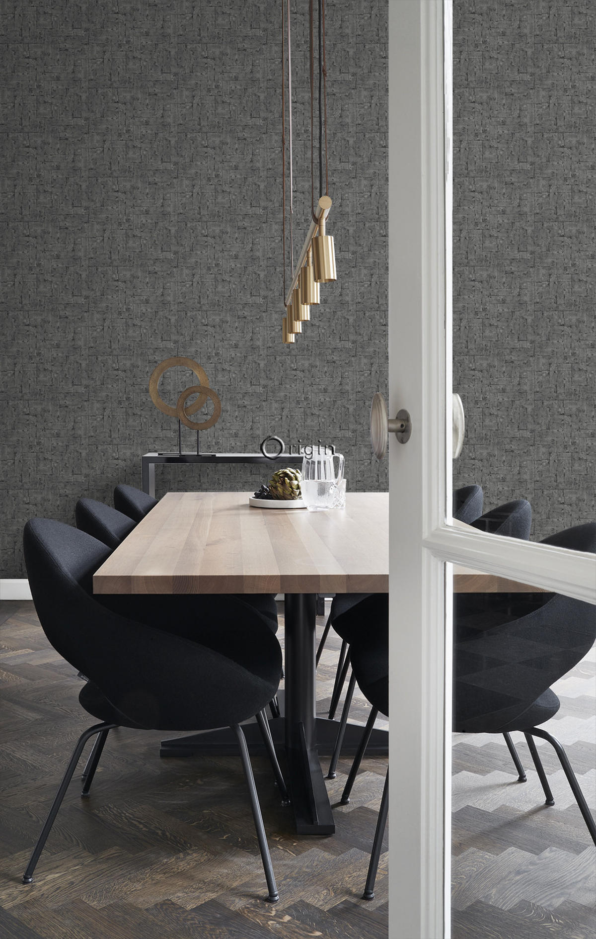 TAPETE Backstein-Optik 53 cm x 10.05 m - Schwarz, Papier (53/1000cm) - Origin Wallcoverings