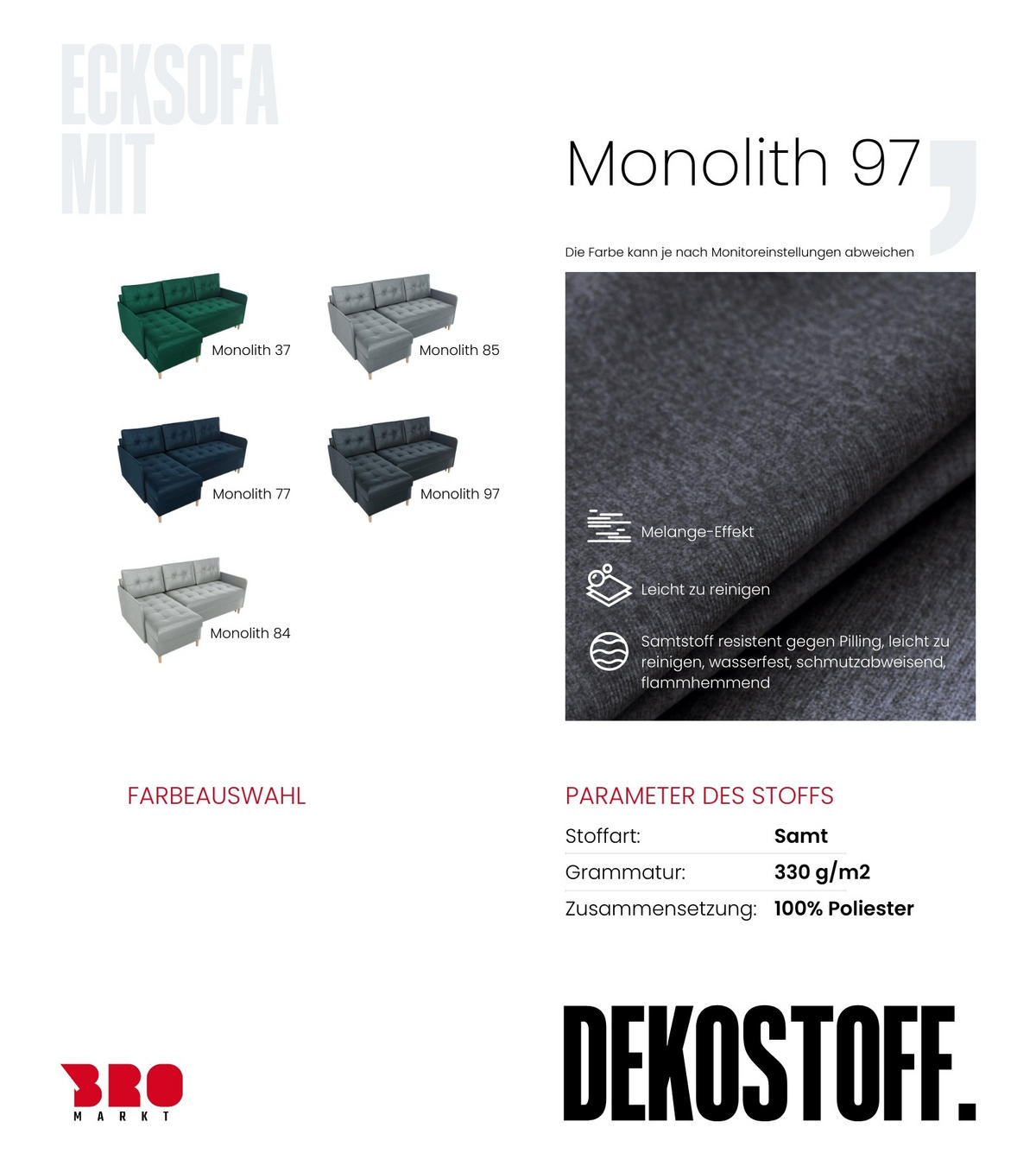 ECKSOFA Fado mit Schlaffunktion Graphit Samtstoff - Graphitfarben, Textil (210/141cm) - Bromarkt