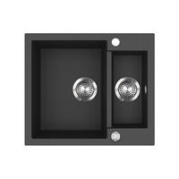 SPÜLBECKEN Prag Schwarz 58 x 50 cm mit 2 Spülen - Schwarz, Keramik (58/28/50cm) - Bergstroem