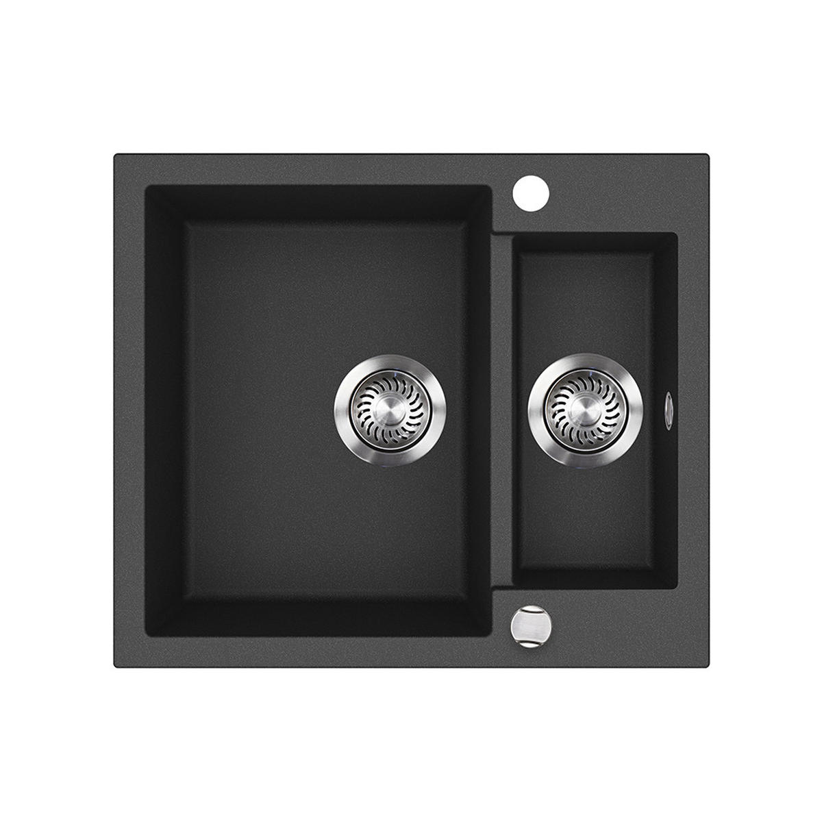 SPÜLBECKEN Prag Schwarz 58 x 50 cm mit 2 Spülen - Schwarz, Keramik (58/28/50cm) - Bergstroem