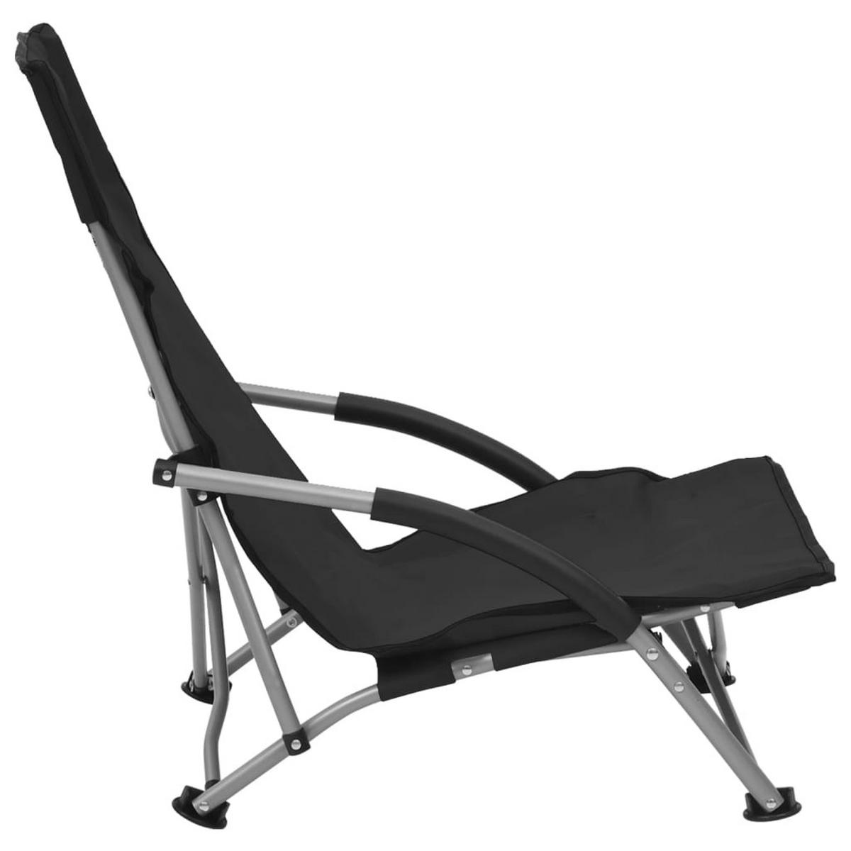 KLAPPBARE Strandstühle 2Er Set Schwarz Stoff - Schwarz, Textil (65.5/66/55.5cm) - vidaXL
