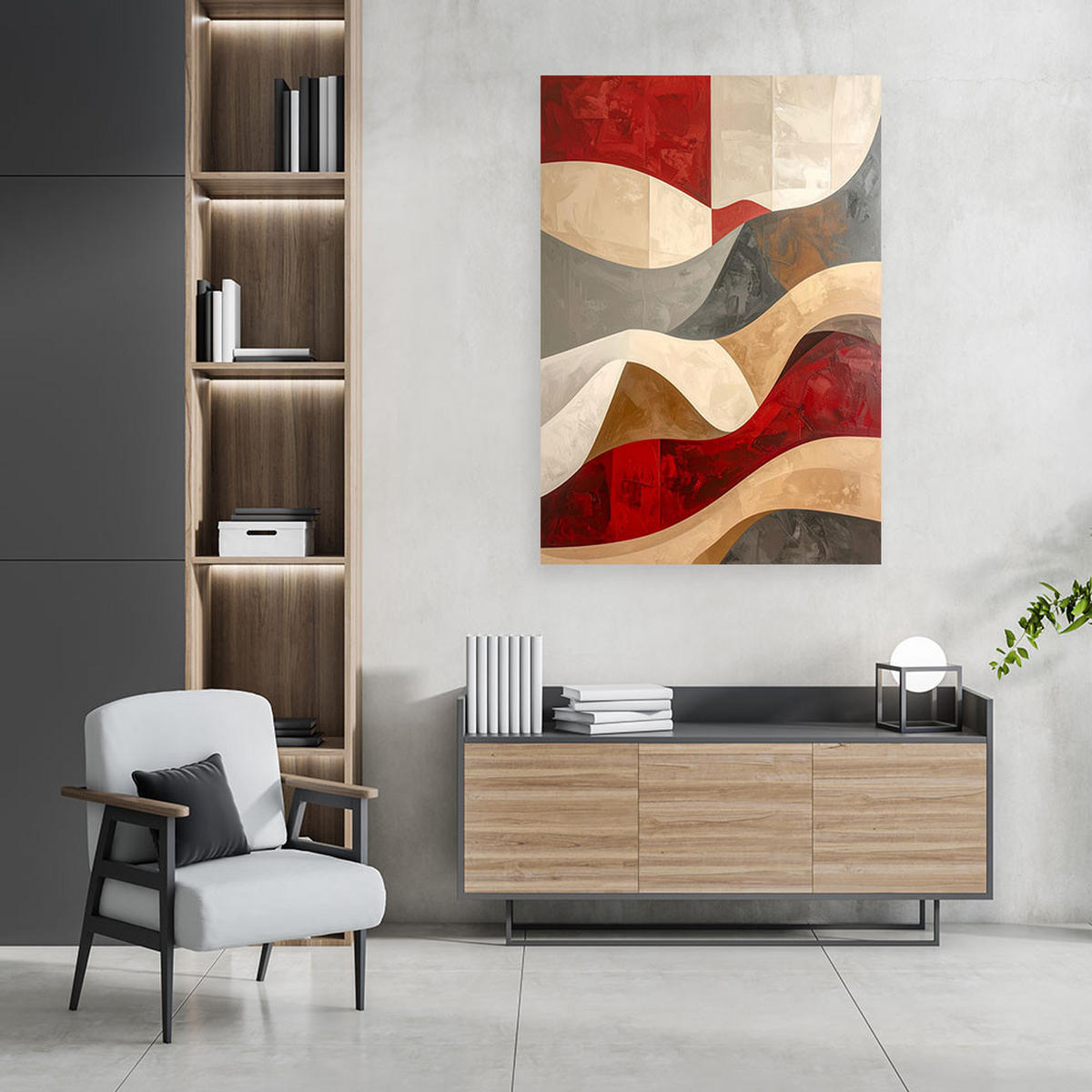 LEINWANDBILD 3D und geometrisch 80x120cm - Rot, Textil (80/120cm) - Feeby