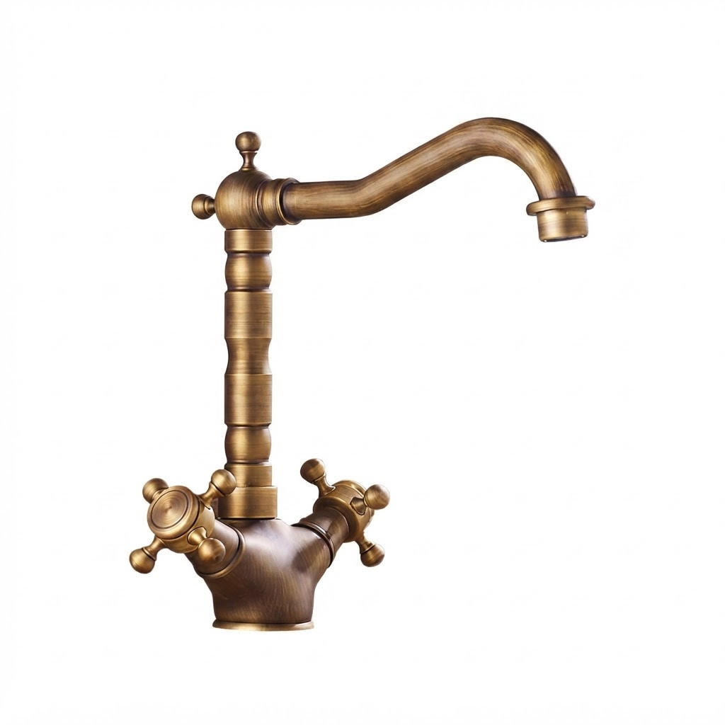 BADEZIMMERARMATUR, antiker Stil, 24 x 23 cm, Messingfarbe. - Goldfarben, Metall (41/7/24cm) - Vallsero