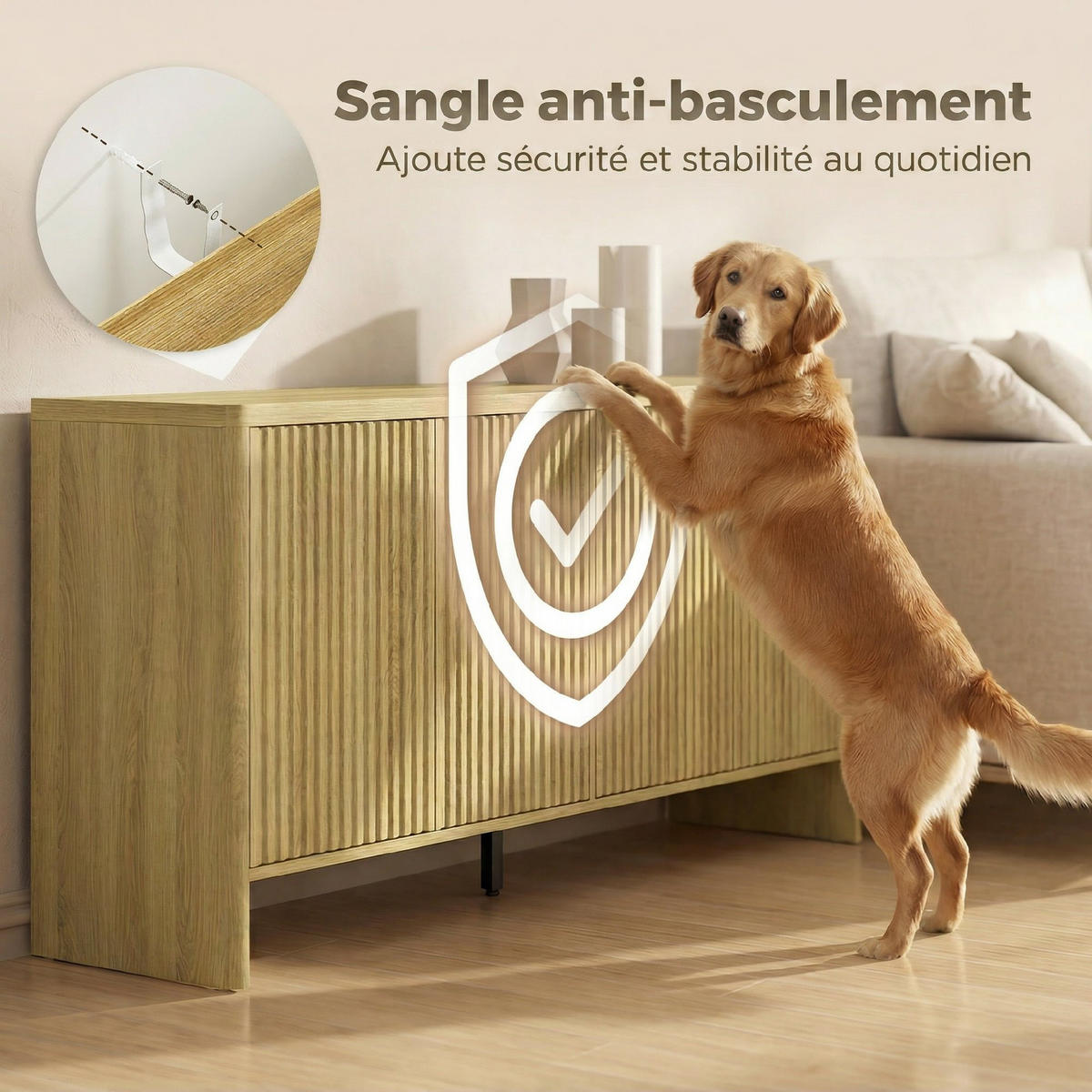 SIDEBOARD Eiche-Nachbildung, 4 Türen, 147/40/77 cm - Eichefarben, Holz (147/77/40cm) - PANGIVO