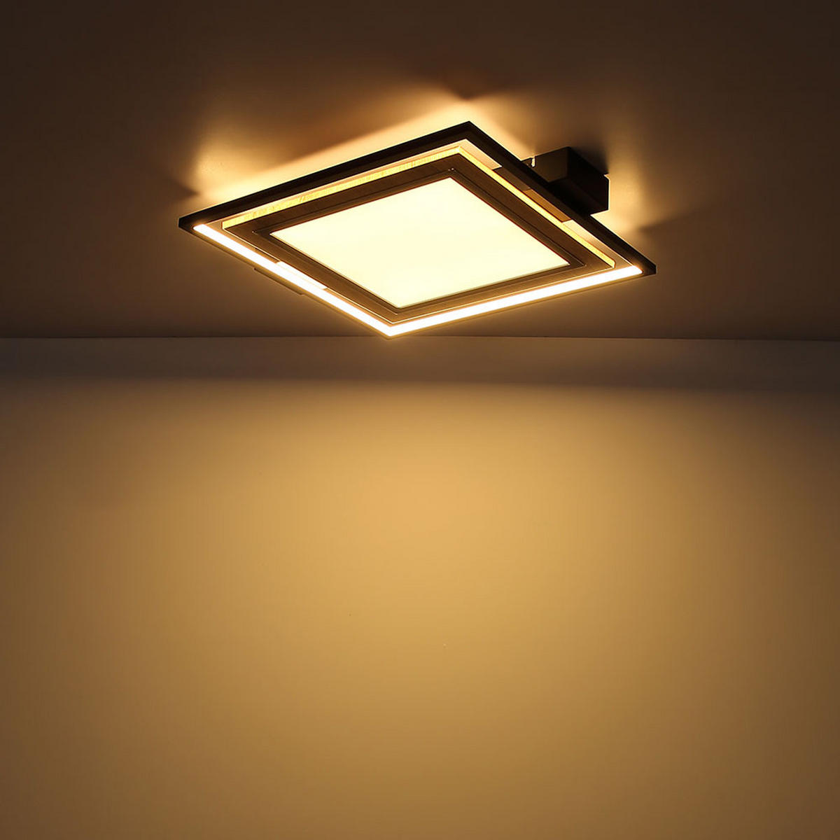 LED DECKENLEUCHTE Metall Schwarz Matt Holzoptik - Schwarz, Metall (50/45/6cm) - Globo Lighting