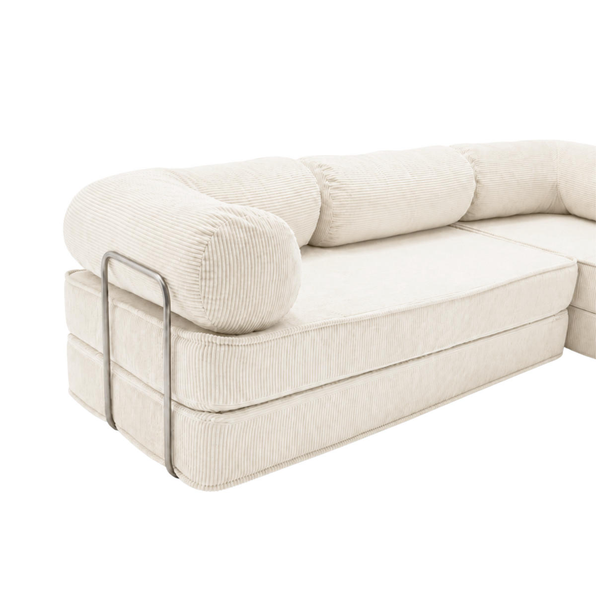 ECKSOFA Cord 300 x 200 cm Creme mit Schlaffunktion - Creme, Textil (300/200cm) - SURB