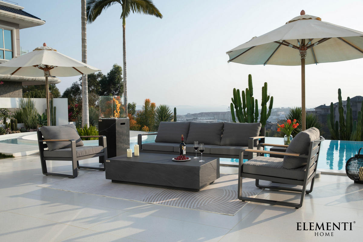 COUCHTISCH COLORADO aus GF-Beton Rechteck, Wetterbeständig, 153x77x36 cm - Dunkelgrau, Naturmaterialien (153/77/36cm) - Elementi