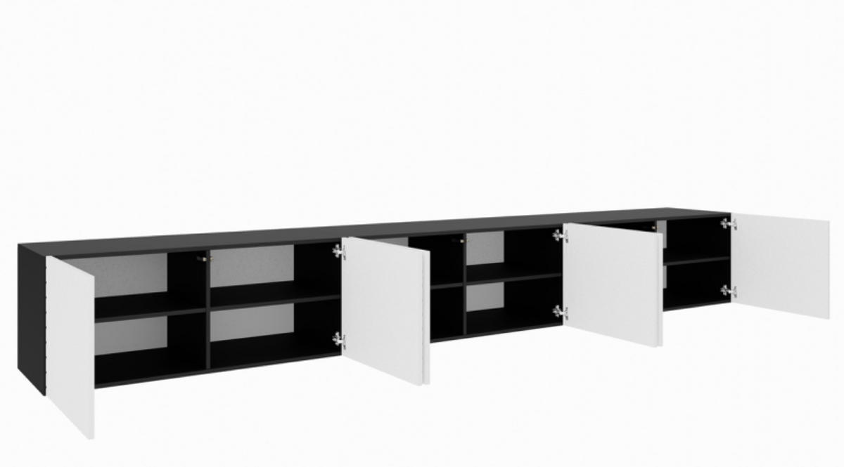 TV-LOWBOARD Weiß Schwarz NIKOL 300 Gefräste Fronten Geschlossen - Weiß, Holzwerkstoff (300/41/40cm) - Sepro Meble