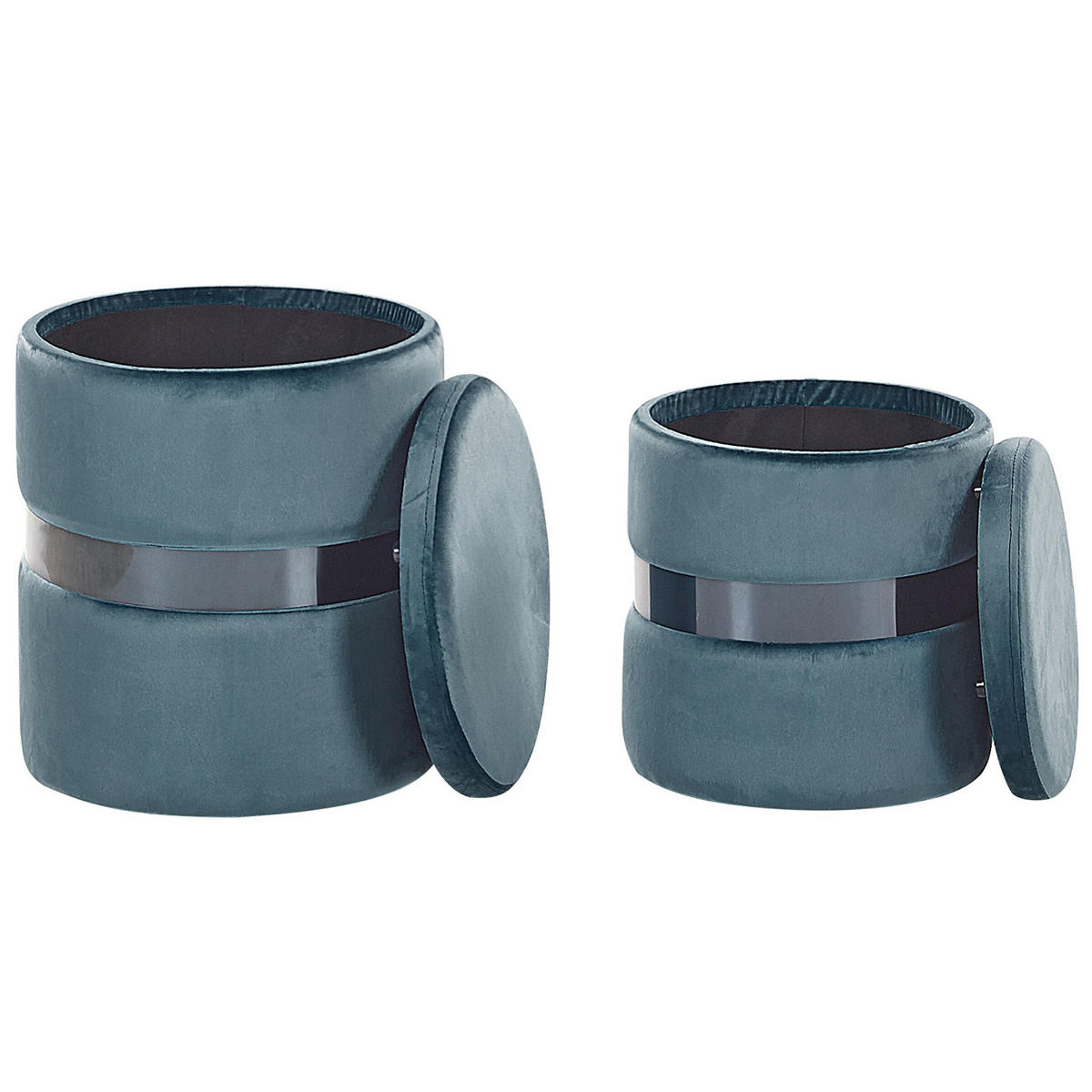POUF Doris 35-30/35-30/44-36 cm - Blau, Textil (35/36/35cm) - Beliani