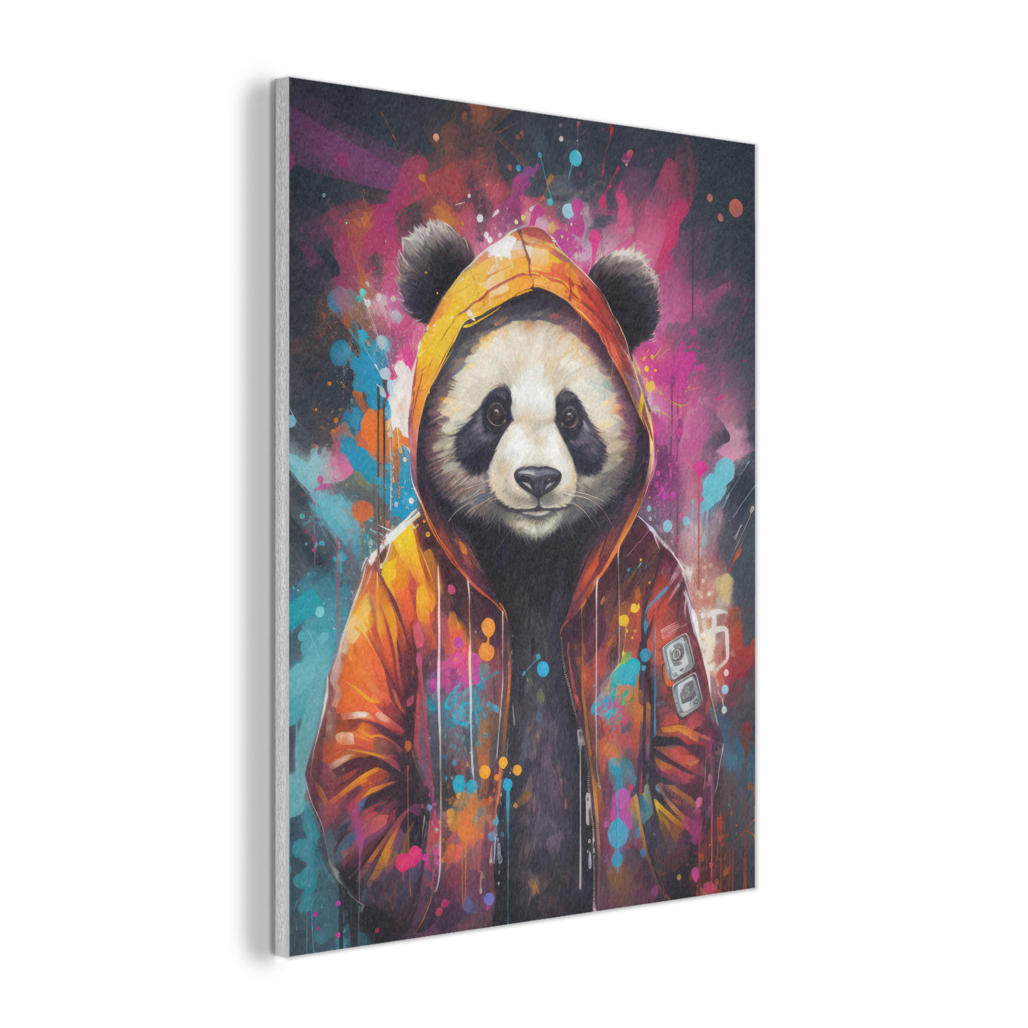AKUSTIKPANEEL Panda - Jacke - Graffiti - Orange 60x80 cm - Orange, Textil (60/0.9/80cm) - MuchoWow