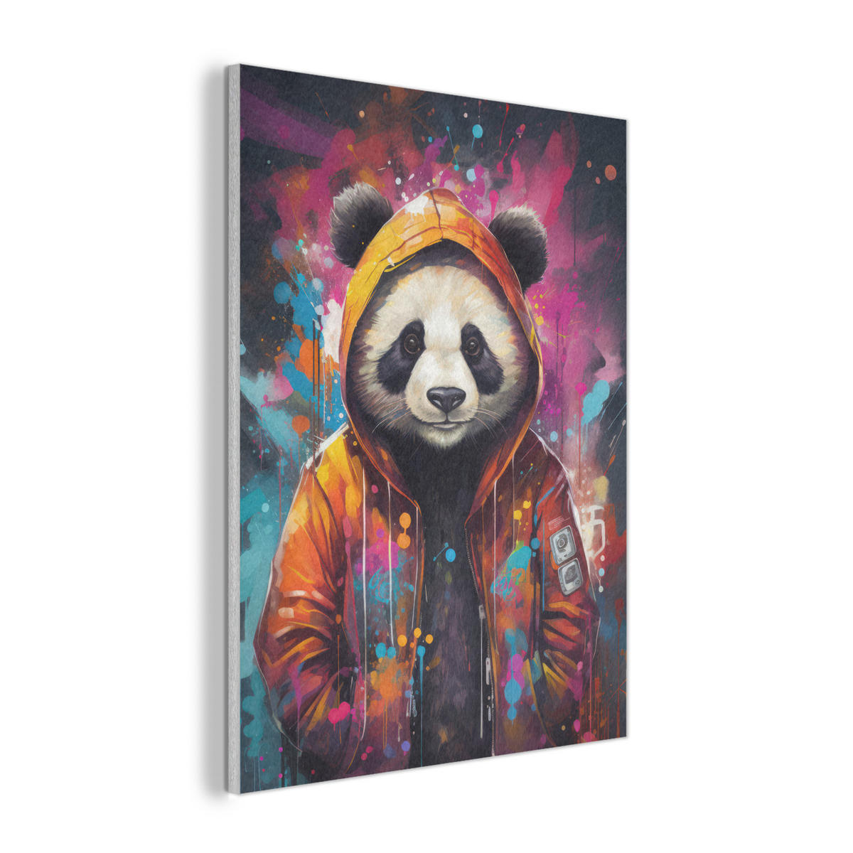 AKUSTIKPANEEL Panda - Jacke - Graffiti - Orange 60x80 cm - Orange, Textil (60/0.9/80cm) - MuchoWow