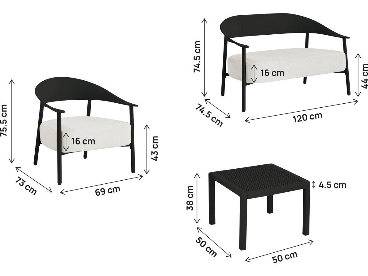 LOUNGEGARNITUR Céora 4-Sitzer Schwarz - Schwarz, Metall - Habitat Garten
