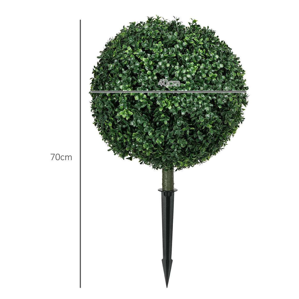 KÜNSTLICHER BUCHSBAUM 2er-Set, groß 70 cm, UV-Schutz - Grün, Kunststoff (70cm) - HOMCOM