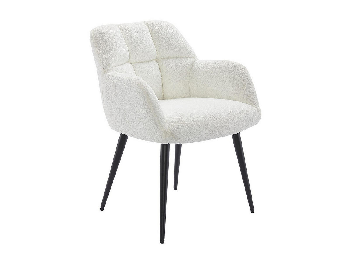 STUHL mit Armlehnen 2er-Set - Bouclé-Stoff & Metall - Weiß - PEGA - Weiß, Textil (62/78/58.5cm) - Pascal Morabito