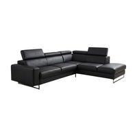 ECKSOFA Gotham Echtleder mit Bettfunktion Schwarz - Schwarz, Leder/Metall (237/227cm)