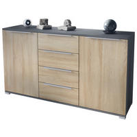 SIDEBOARD Linio Eiche sägerau - Eiche San Remo, Holzwerkstoff (138.5/75.5/35cm) - Vladon