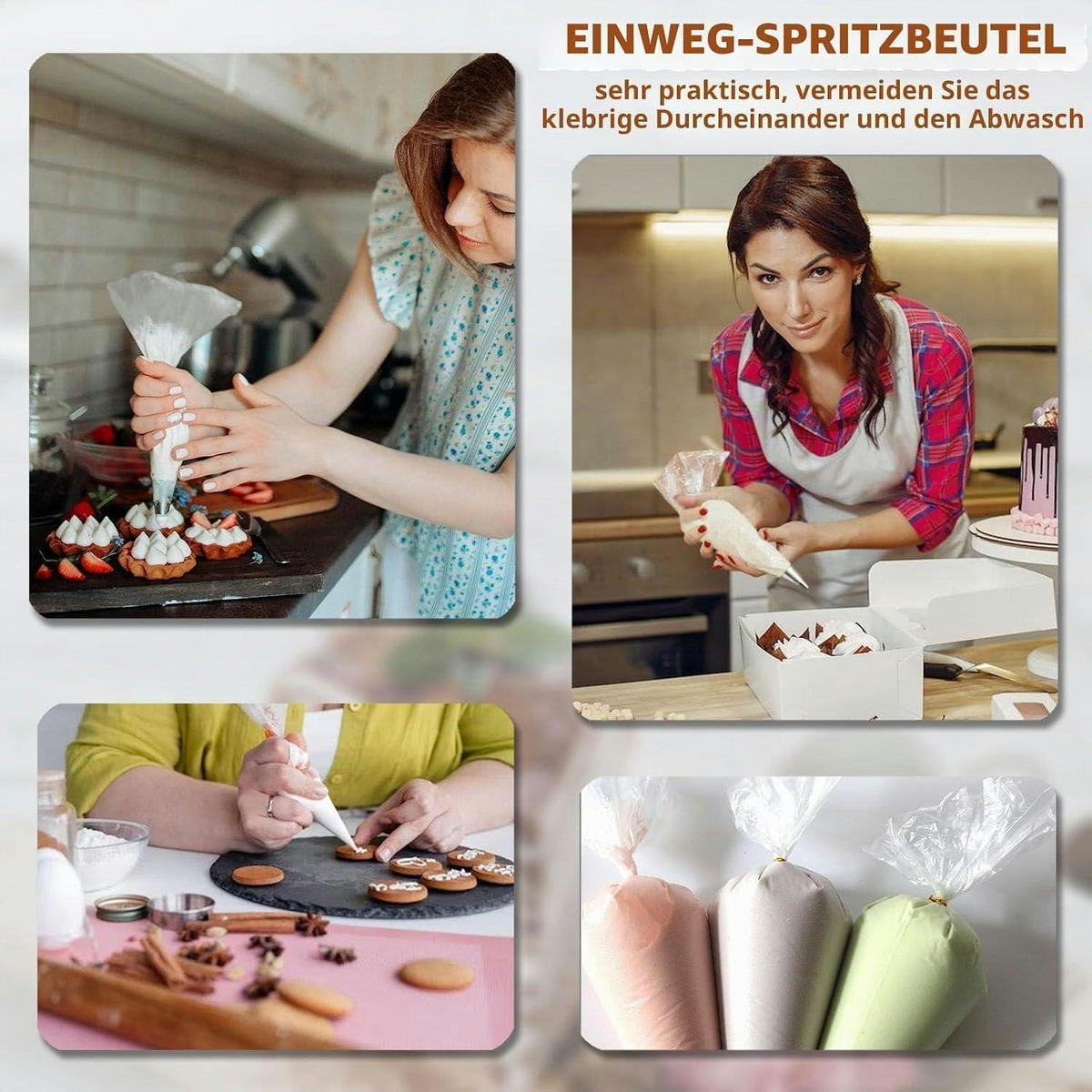 SPRITZBEUTEL 100 Stück 30 cm Verdickt Einweg - Transparent, Kunststoff (26/16/30cm)