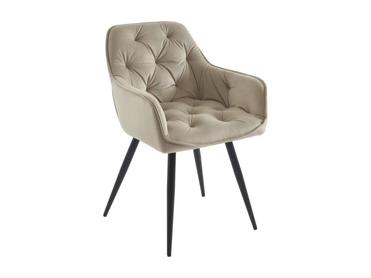 STUHL mit Armlehnen 2er-Set - Samt & schwarzes Metall - Beige - MOBELIA - Beige, Textil (64/86/56cm) - Pascal Morabito