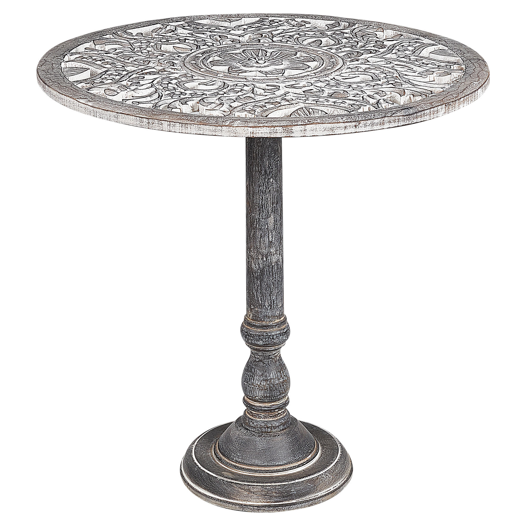 BEISTELLTISCH grau/gold rund 61 cm Napara - Goldfarben/Grau, Holz (61/61/62cm) - Beliani
