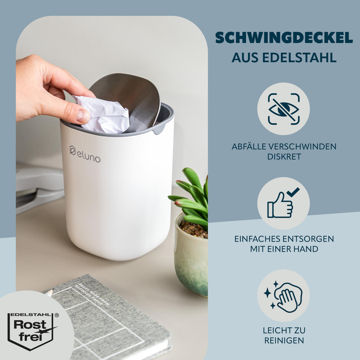 KOSMETIKEIMER EDOLO, Kunststoff, weiß - Weiß, Kunststoff (11.5/15.5/11.5cm) - eluno